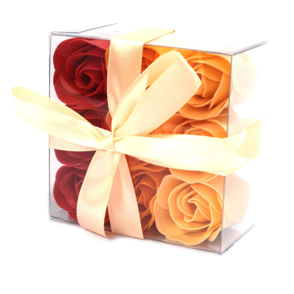 Set de 9 flores de Jabón - rosas melocotón - Imagen 4