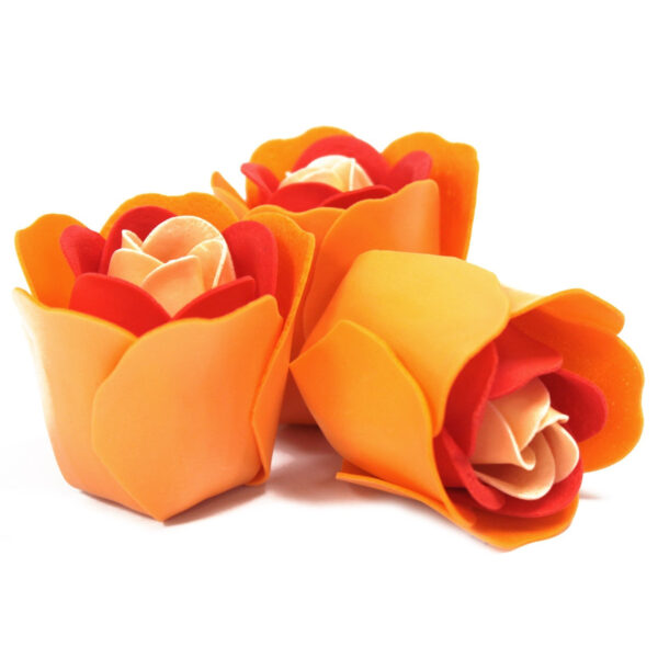 Set de 3 flores de Jabón caja corazón - rosas melocotón - Imagen 4