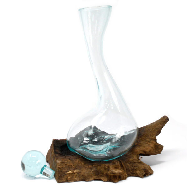 Vidrio Fundido Sobre Madera - Decanter Vino - Imagen 2