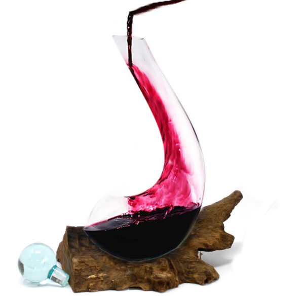 Vidrio Fundido Sobre Madera - Decanter Vino - Imagen 4