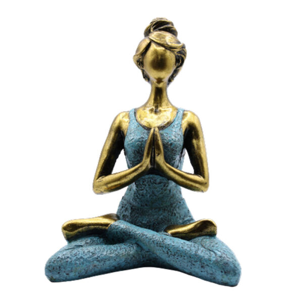 Yoga Lady Figure -  Bronze & Turqoise 24cm - Imagen 3