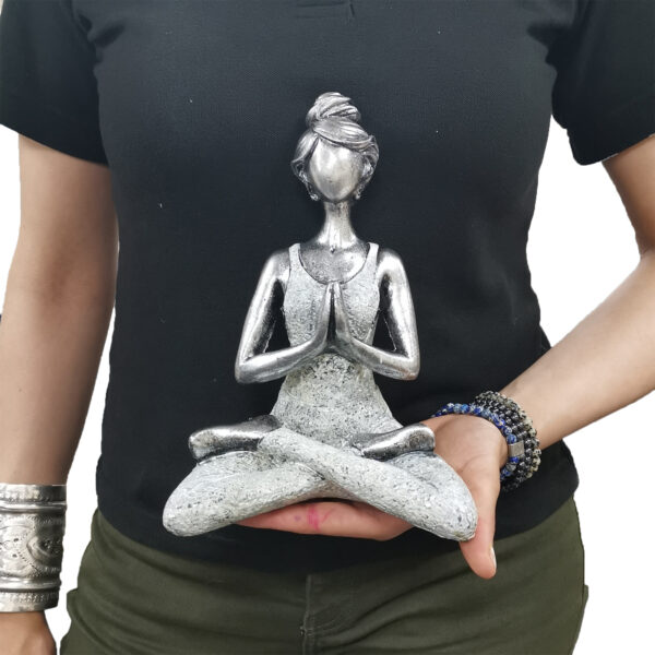 Yoga Lady Figure -  Silver & White 24cm - Imagen 4