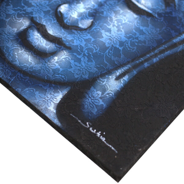 Cuadro de Buda - Detalle de Brocado en Azul - Imagen 2