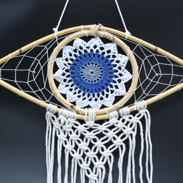Atrapasueños - Med Macramé Eye Blanco / Azul / Gris - Imagen 2