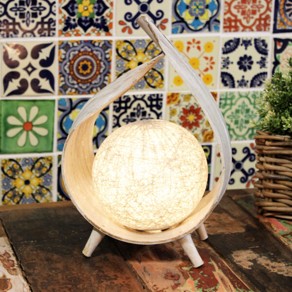 Lámpara de Coco Natural - Envoltura Blanqueada - Imagen 2