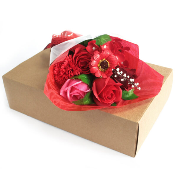 Bouquet flores jabón en caja - rojo - Imagen 2