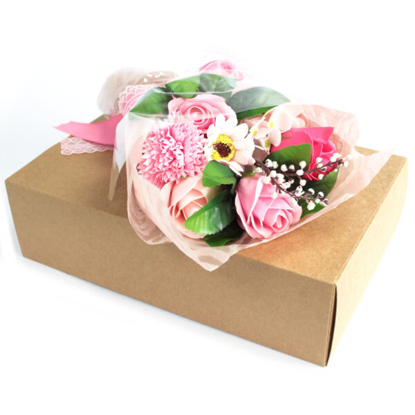 Bouquet flores jabón en caja - rosa - Imagen 2