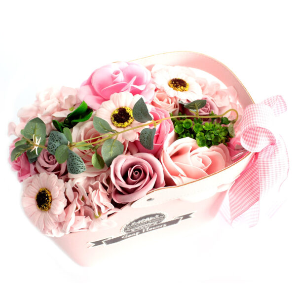 Cesta ramo de flores jabón - rosa - Imagen 3