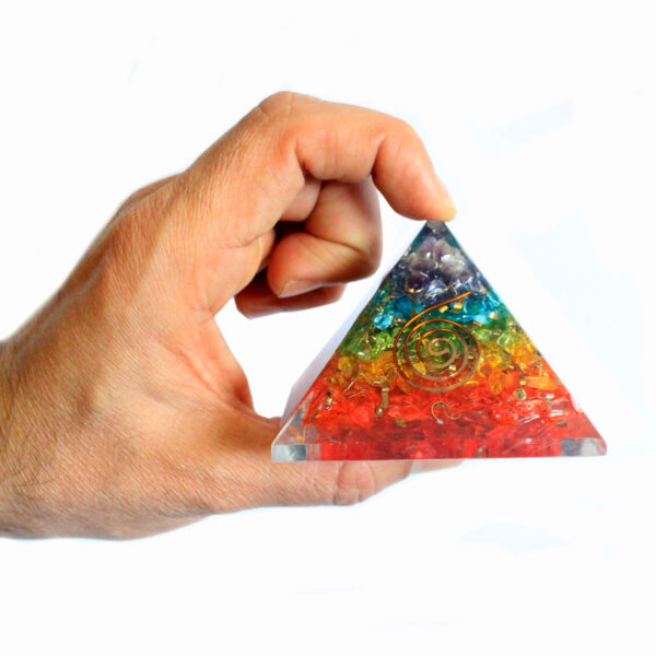 Lrg Piramide de Orgonite 70mm - Gemas de Chakra - Imagen 3