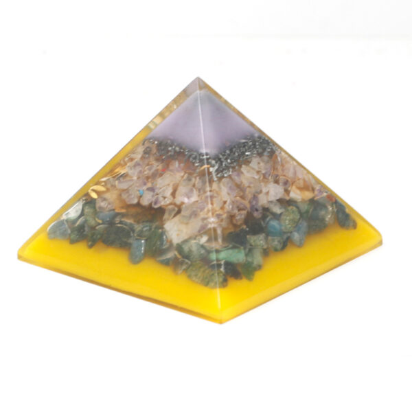 Lrg Pirámide de Orgonita Lrg 70mm -  Gemas Chakra  70cm - Árbol(Base Oro) - Imagen 2