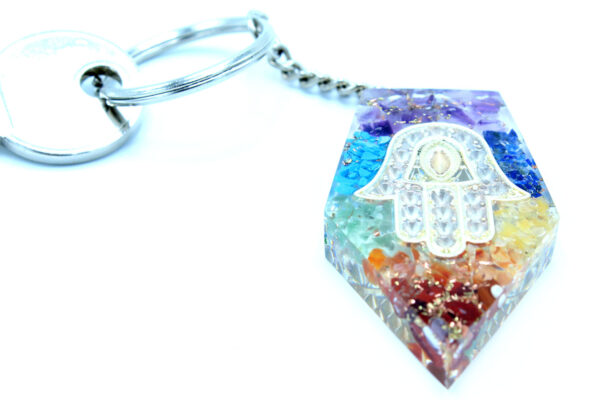 Llavero de poder de orgonita - Piedras Preciosas Chakra Hamsa