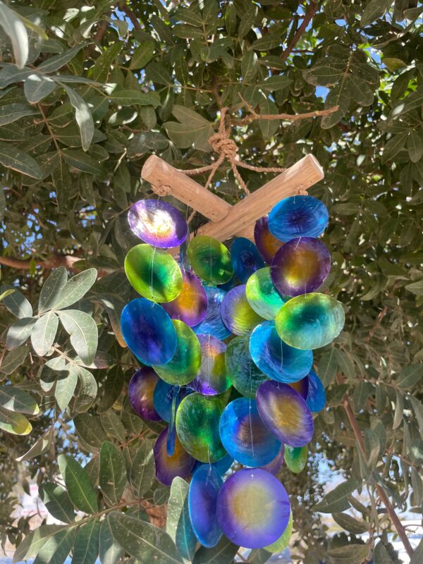 Carillón de madera - Cruz - Verde y morado - Imagen 4