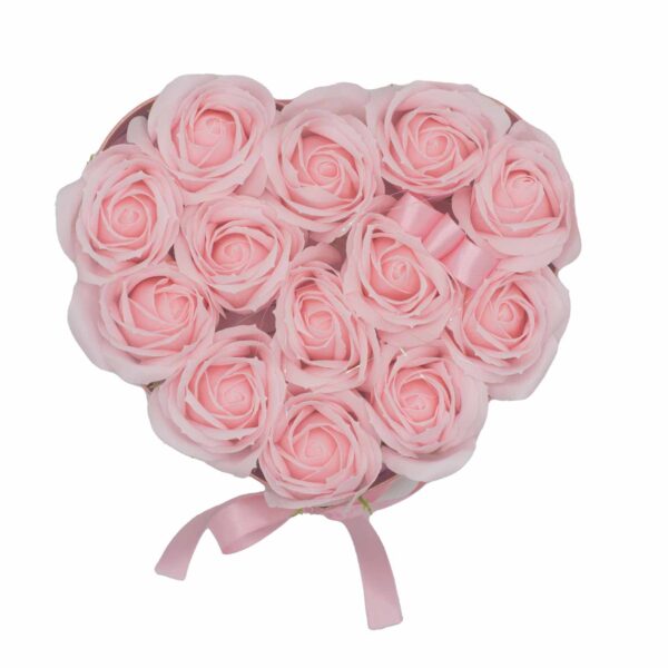 Caja de Regalo - Flor de Jabón  13 Rosas Rosas - corazon - Imagen 3