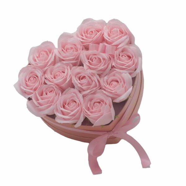 Caja de Regalo - Flor de Jabón  13 Rosas Rosas - corazon - Imagen 4