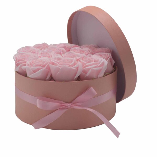 Caja de Regalo - Flor de Jabón  14 Rosas Rosas - ronda - Imagen 2