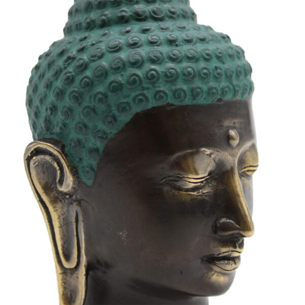 Large Antique Brass Buddha Head - Imagen 3