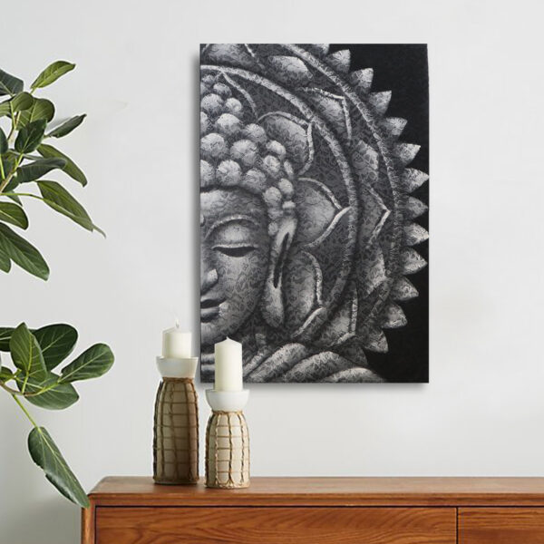 Mandala Medio Buda Gris 60x80cm - Imagen 2