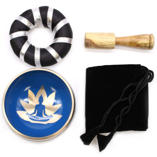 Juego de Cuenco Tibetano - Movimientos de Yoga - Blanco/Azul 10,7 cm - Imagen 3