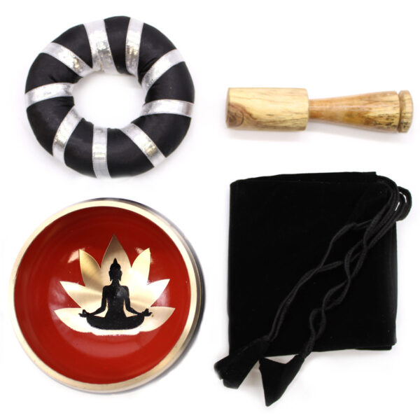 Juego de Cuenco Tibetano - Buda - Negro/Naranja 10,7 cm - Imagen 3