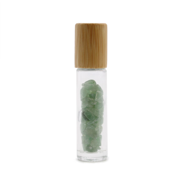 Botella de rodillo de aceite esencial de piedras preciosas - Aventurina - Tapa de madera - Imagen 2