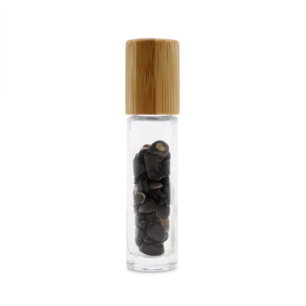 Botella de rodillo de aceite esencial de piedras preciosas - Turmalina negra - Tapa de madera - Imagen 2