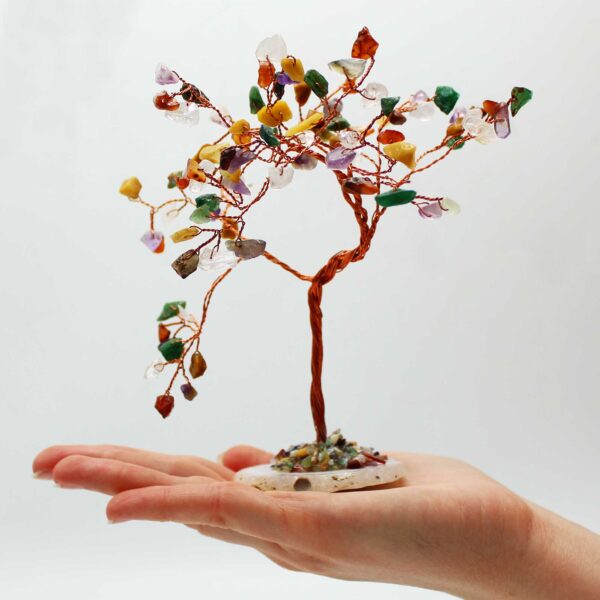 Árbol de piedras preciosas grande: Piedras múltiples sobre base de ágata natural (100 piedras) - Imagen 3
