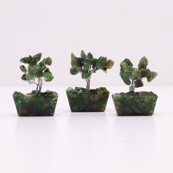 Mini árbol de piedras preciosas sobre base de orgonita - Aventurina verde (15 piedras) - Imagen 3