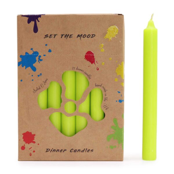 Juego de Velas de Mesa de Color Sólido - Pack de 21 - Verde Lima Rústico