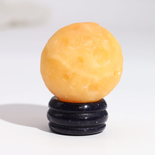 1x Planeta de Jade Amarillo con Soporte Solar (SATURNO) - 40mm - Imagen 2