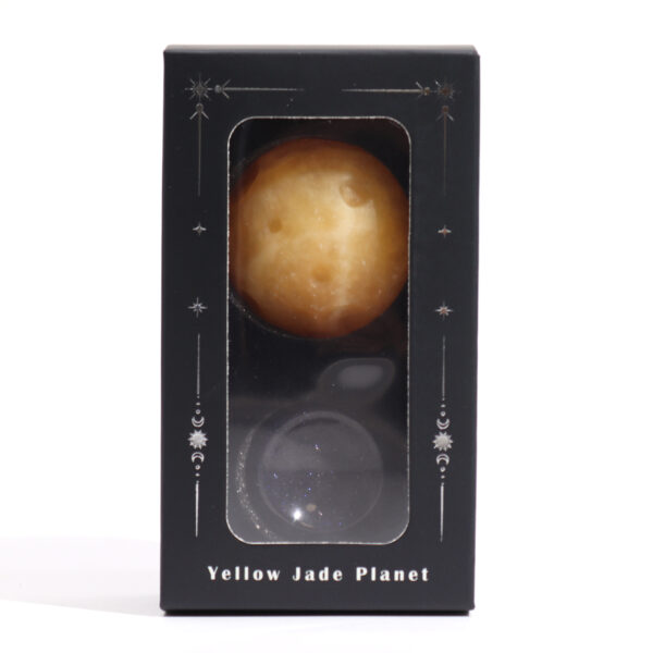 1x Planeta de Jade Amarillo con Soporte Solar (SATURNO) - 40mm - Imagen 3