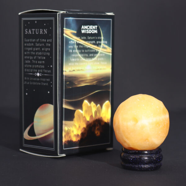 1x Planeta de Jade Amarillo con Soporte Solar (SATURNO) - 40mm - Imagen 4