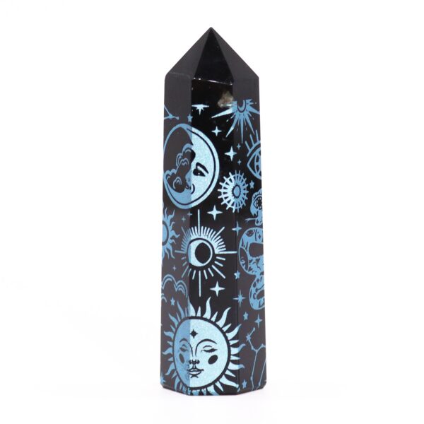 Puntas de Obsidiana Negra (aprox 60-70 gm 9cm) - Historia Mística - Azul Cielo - Imagen 2