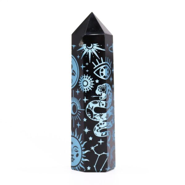 Puntas de Obsidiana Negra (aprox 60-70 gm 9cm) - Historia Mística - Azul Cielo - Imagen 3