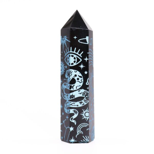 Puntas de Obsidiana Negra (aprox 60-70 gm 9cm) - Historia Mística - Azul Cielo - Imagen 4