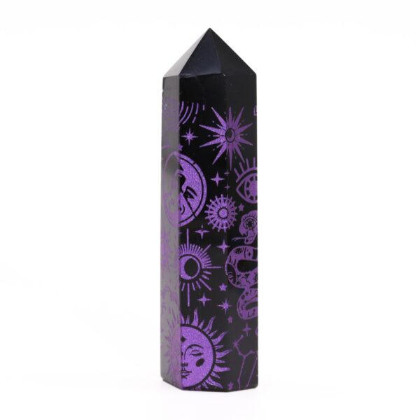 Puntas de Obsidiana Negra (aprox 60-70 gm 9cm) - Historia Mística - Morado Profundo - Imagen 2