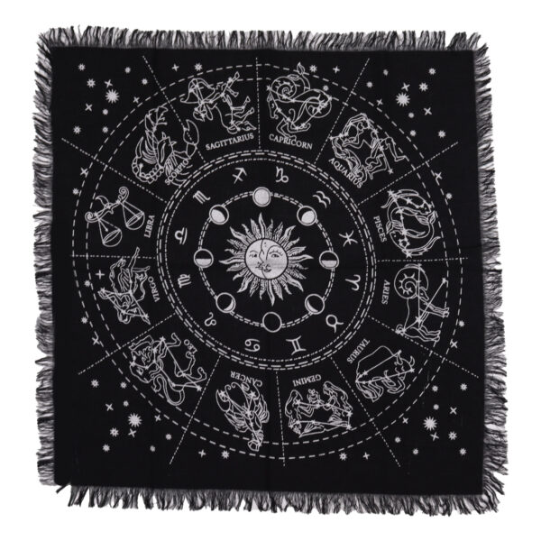 Mantel de altar esotérico con flecos - Horóscopo