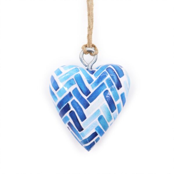 Pequeño Corazone de Madera Decorativo - Mosaico Azul